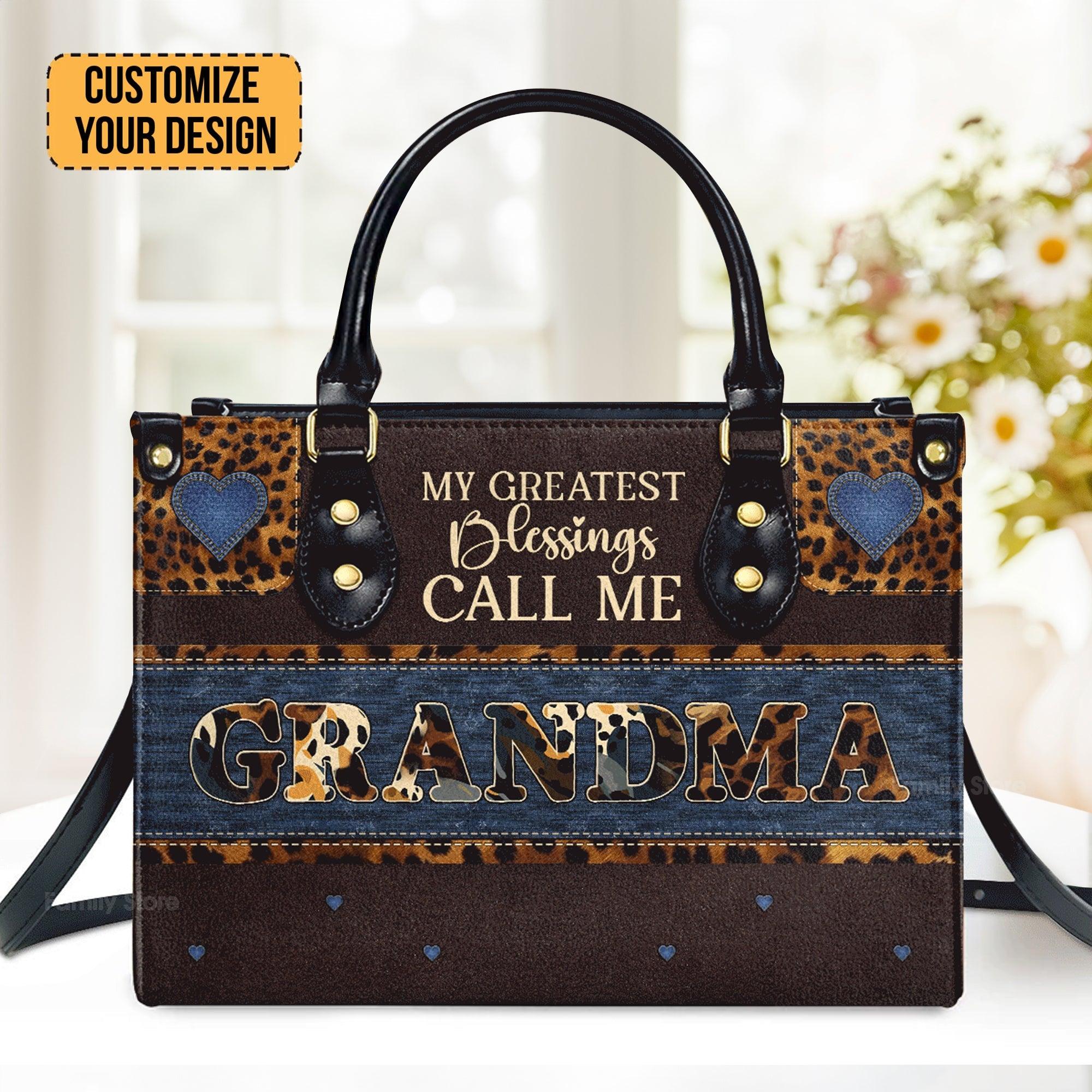 My Greatest Blessings Call Me Grandma/Nana Personalized Leather Handbag With Handle  - Image 2
