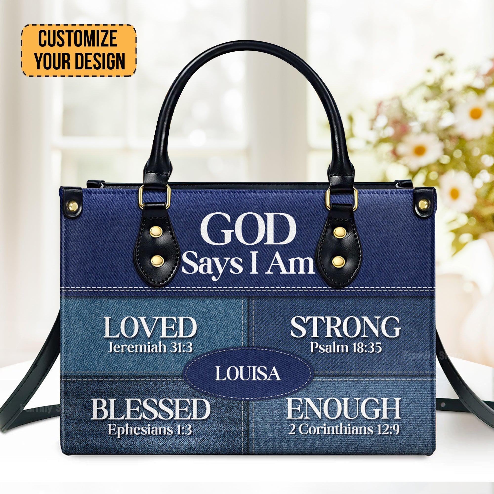 God Says You Are Thoughtful Gift For Christians Personalized Leather Handbag With Handle  - Image 2