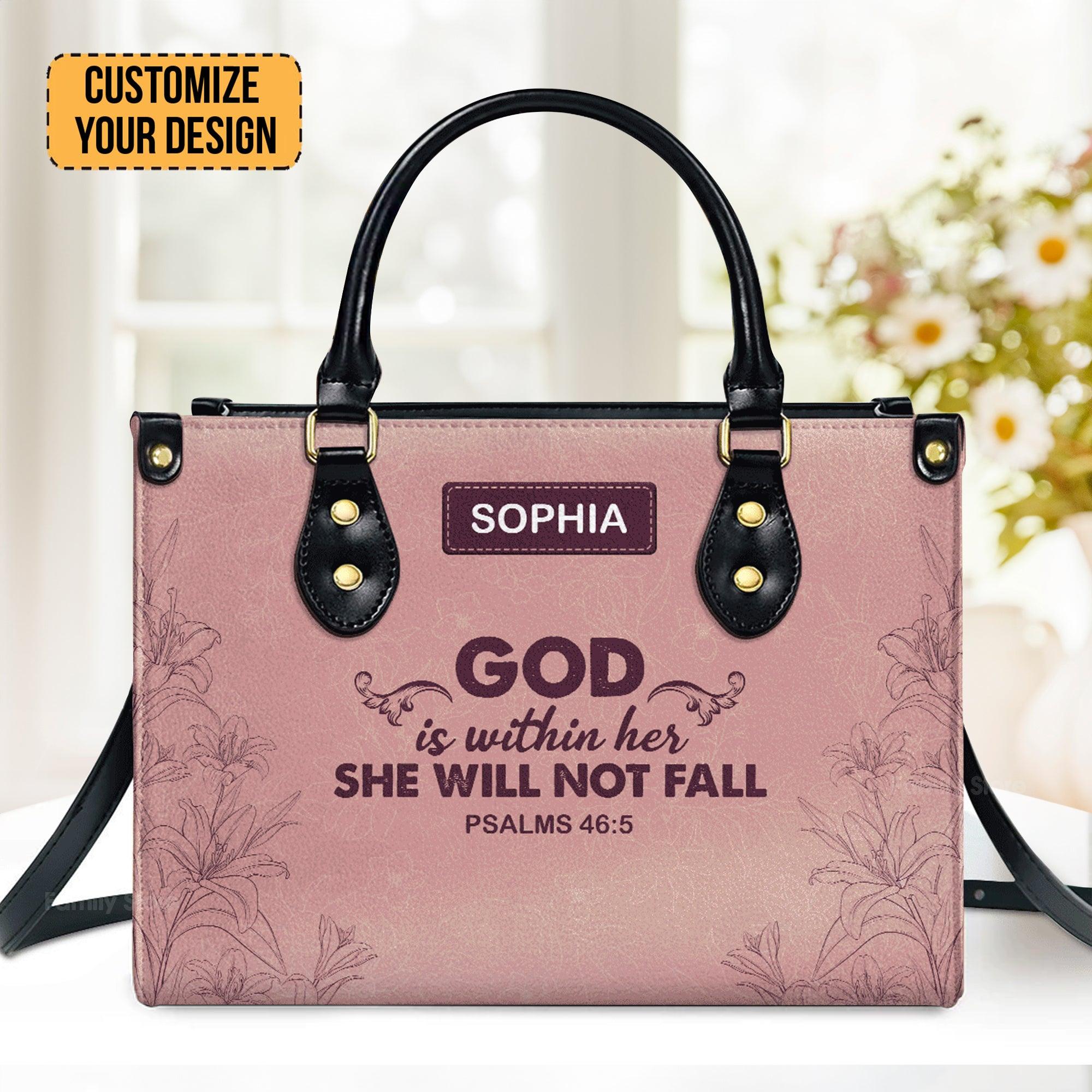Faith Flower Trust In The Lord Thoughtful Gift For Christians Personalized Leather Handbag With Handle  - Image 2