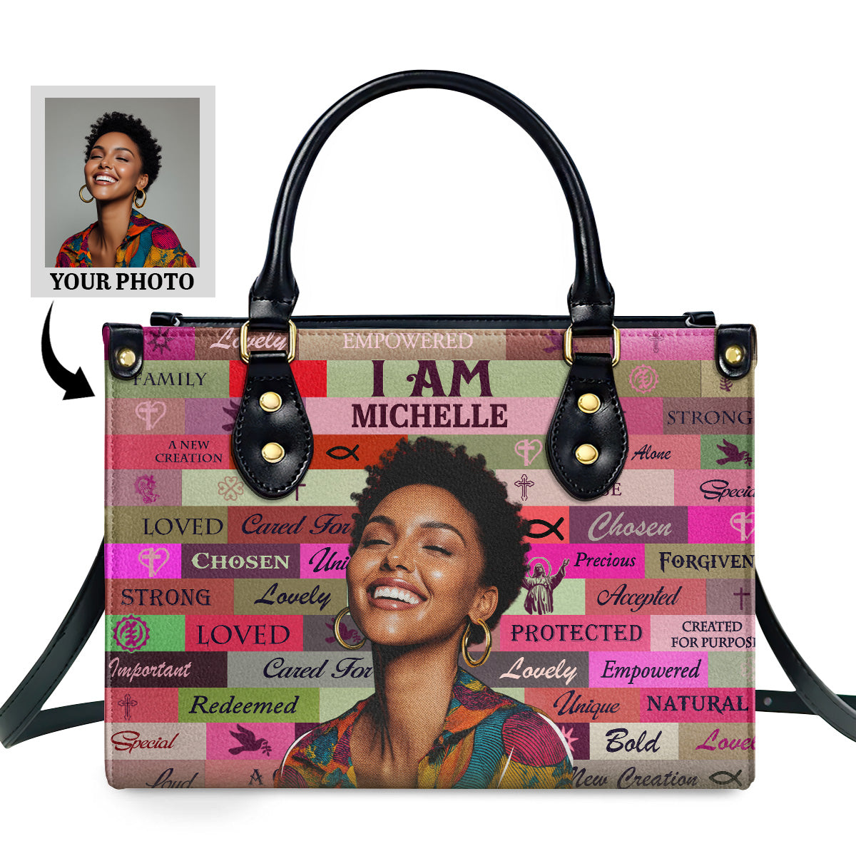 I Am Chosen Personalized Leather Handbag - Image 2