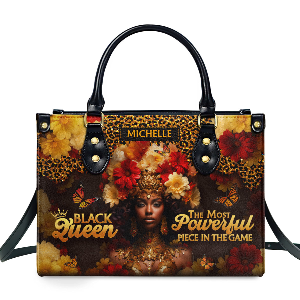 Black Queen Personalized Leather Handbag - Image 2