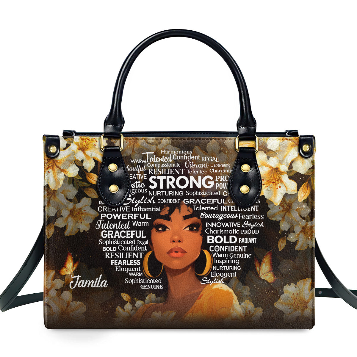 She Is Black Woman Personalized Leather Handbag - Image 2