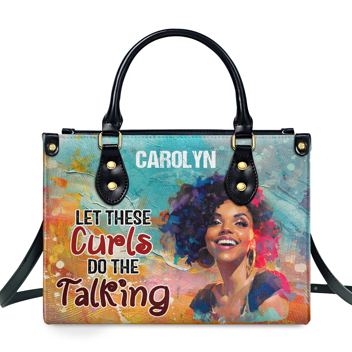 Let These Curls Do The Talking Personalized Leather Handbag - Image 2