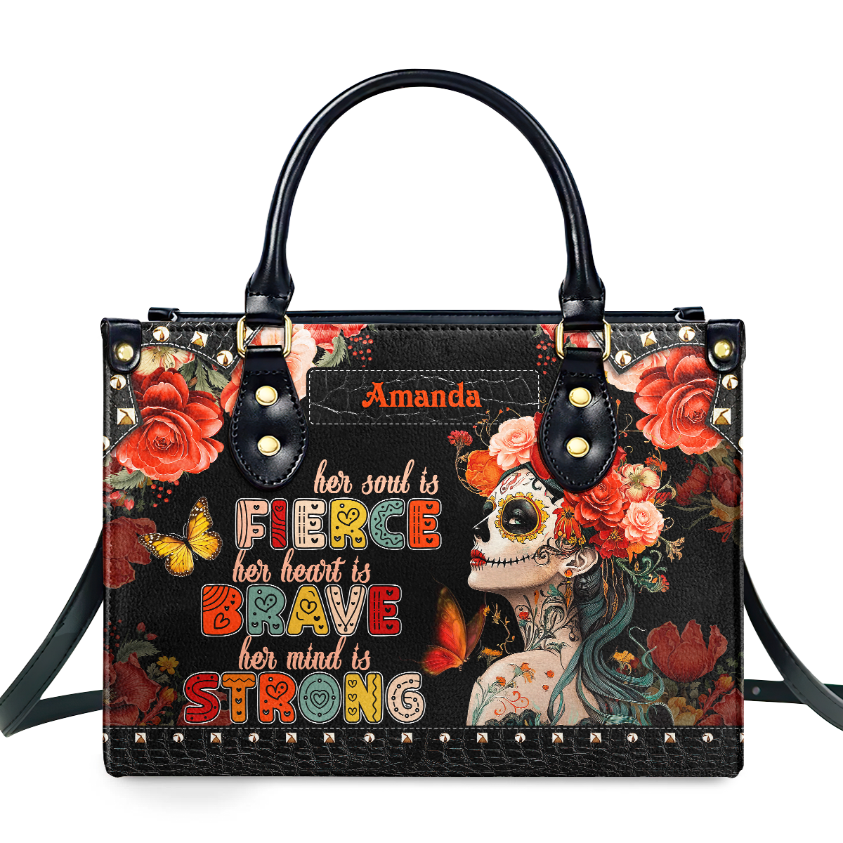 Her Soul Is Fierce Personalized Leather Hand Bag  - Image 2