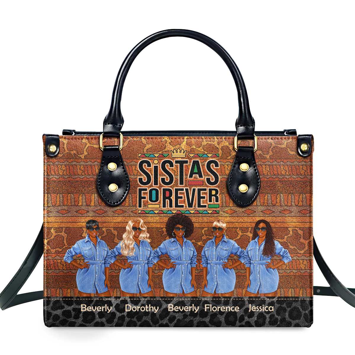Sistas Forever Personalized Leather Hand Bag  - Image 2