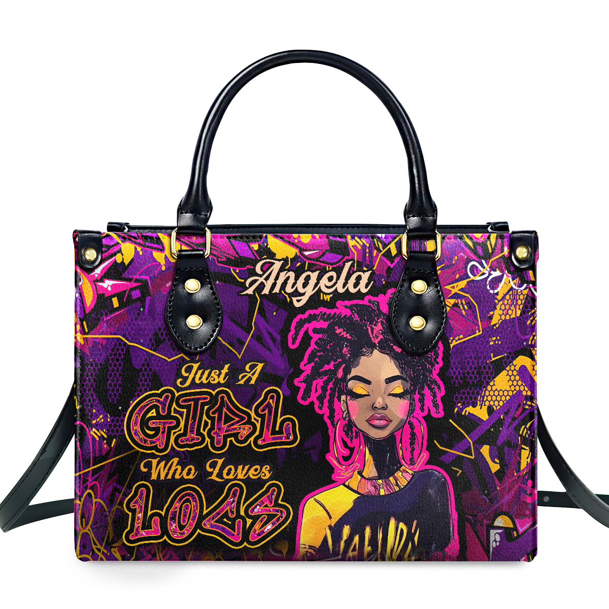 Just A Girl Who Loves Locs Personalized Leather Hand Bag  - Image 2