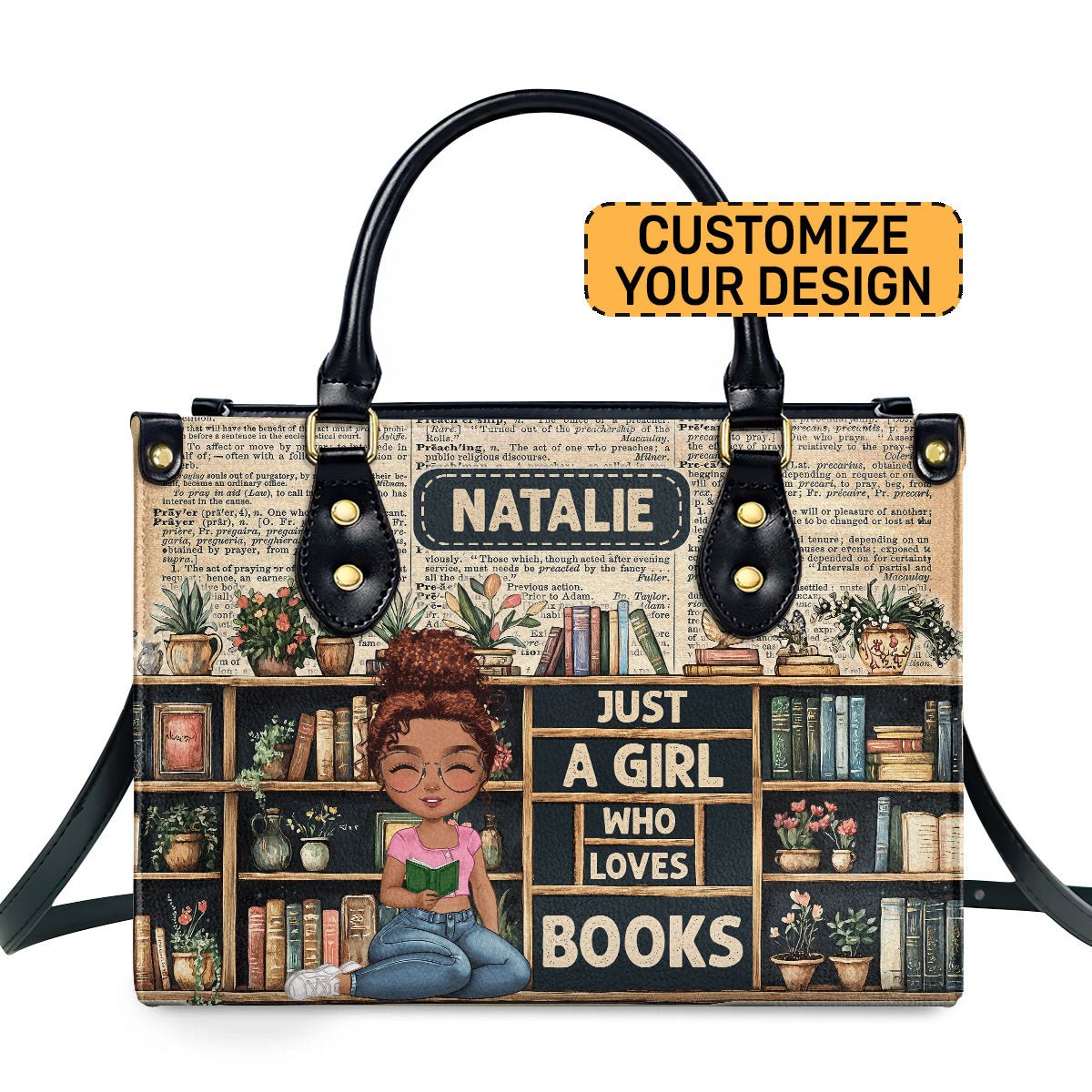 Just A Girl Who Loves Books Personalized Leather Hand Bag  - Image 2