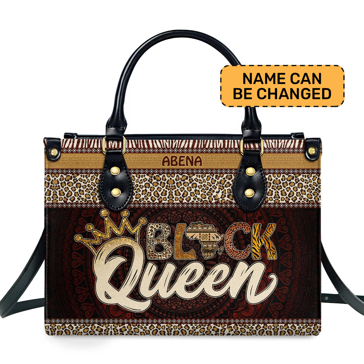 Black Queen Personalized Leather Hand Bag  - Image 2