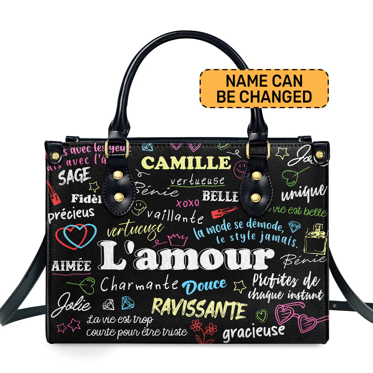La Vie Est Belle Personalized Leather Hand Bag  - Image 2