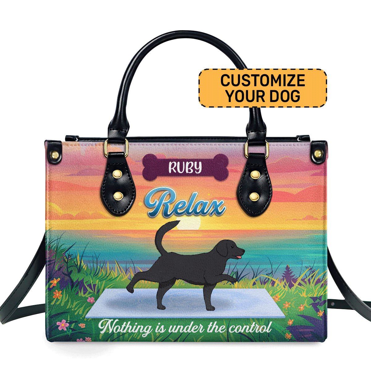 Relax Nothing Is Under Control Personalized Leather Hand Bag  - Image 2