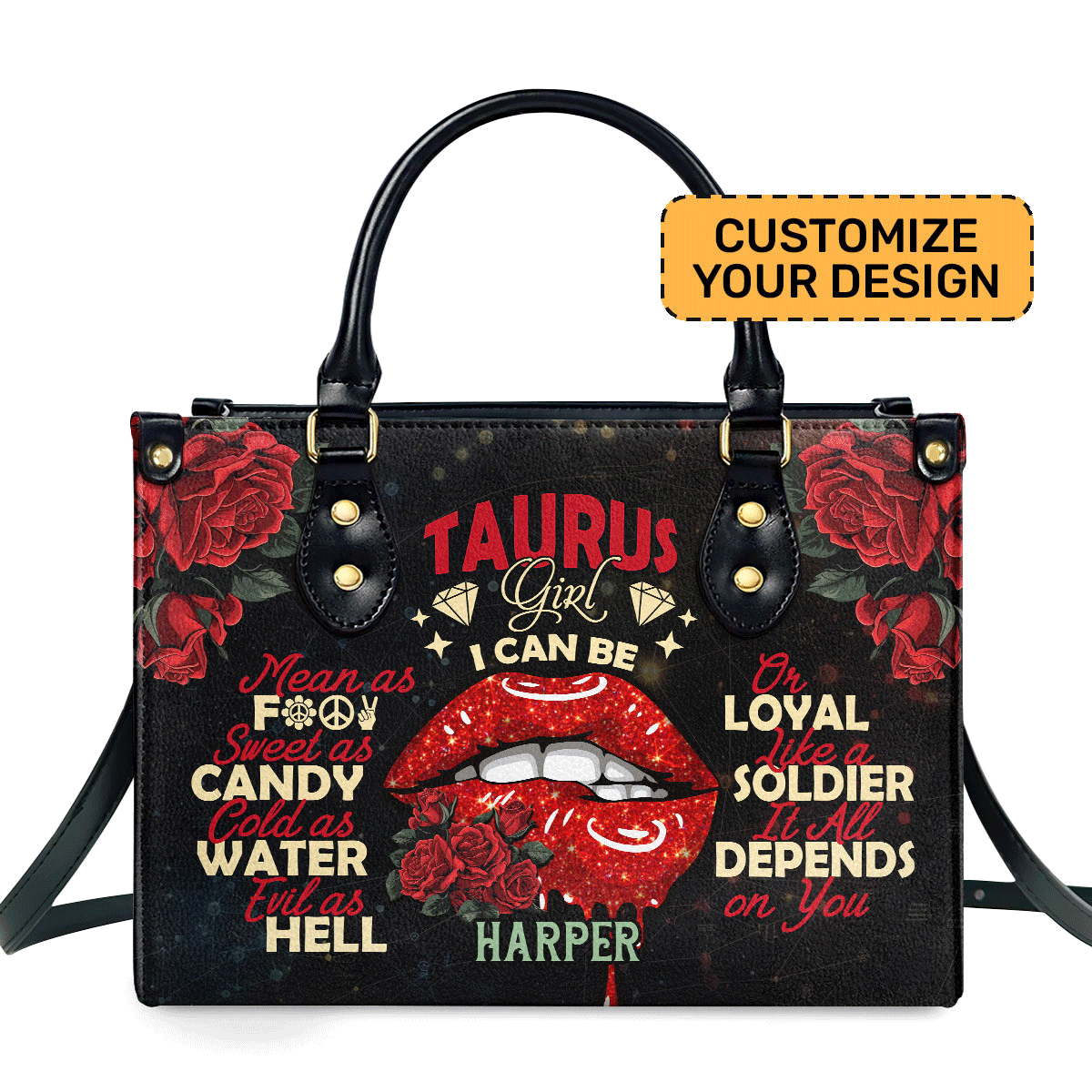 I Can Be Mean Personalized Leather Hand Bag  - Image 2