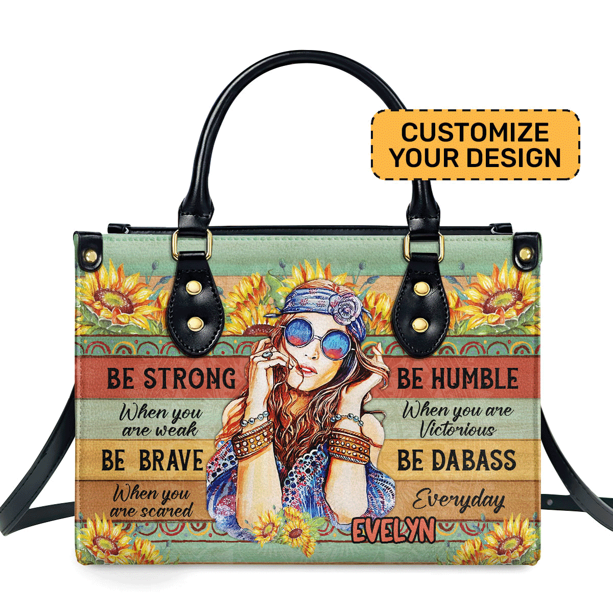 Be Strong When You Are Weak Personalized Leather Hand Bag  - Image 2