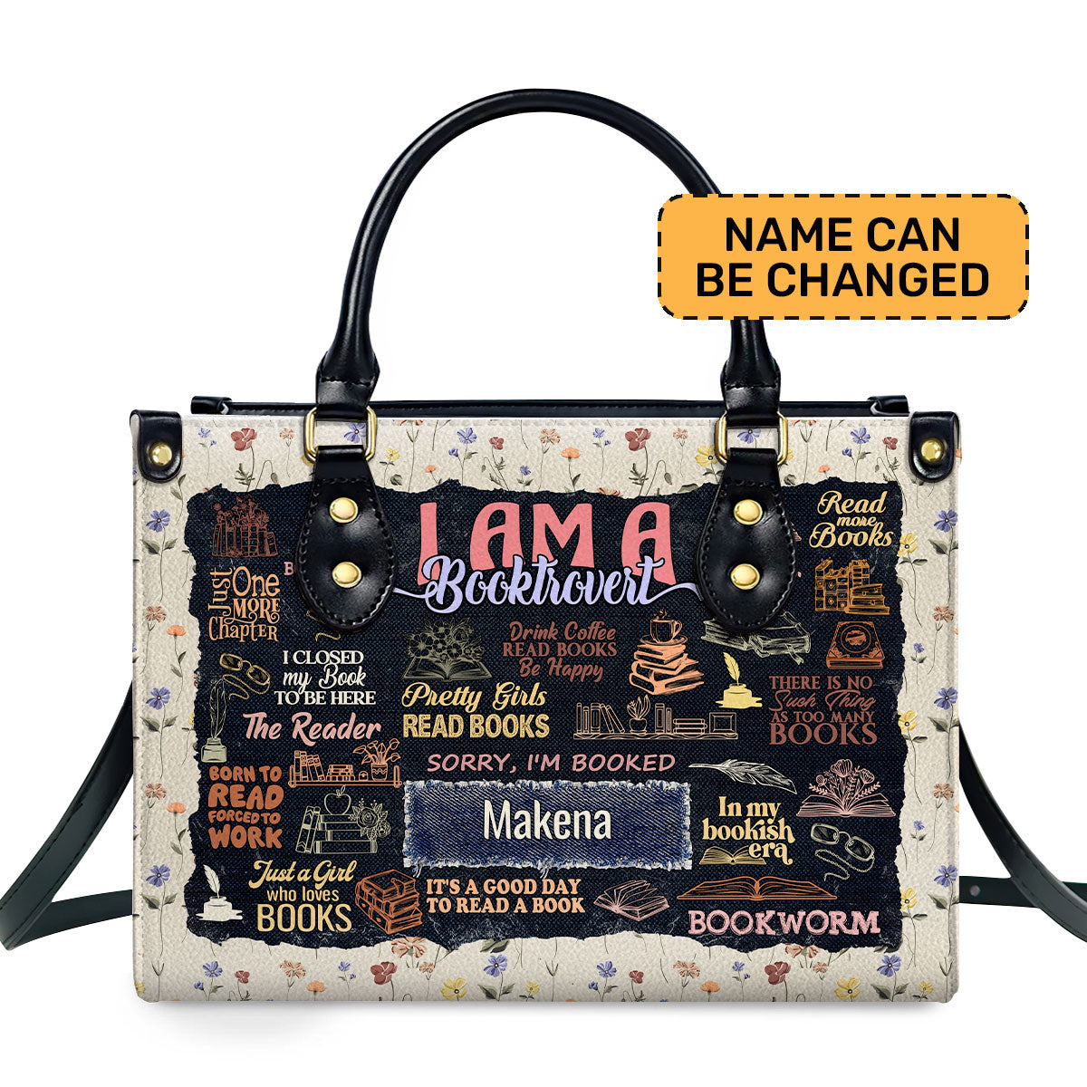 I Am A Booktrovert Personalized Leather Hand Bag  - Image 2