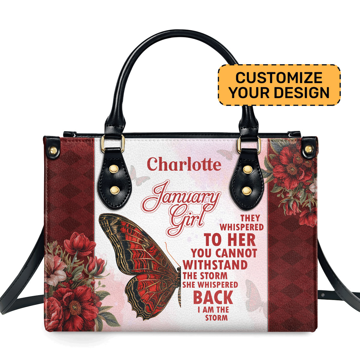 I Am The Storm Personalized Leather Hand Bag  - Image 2