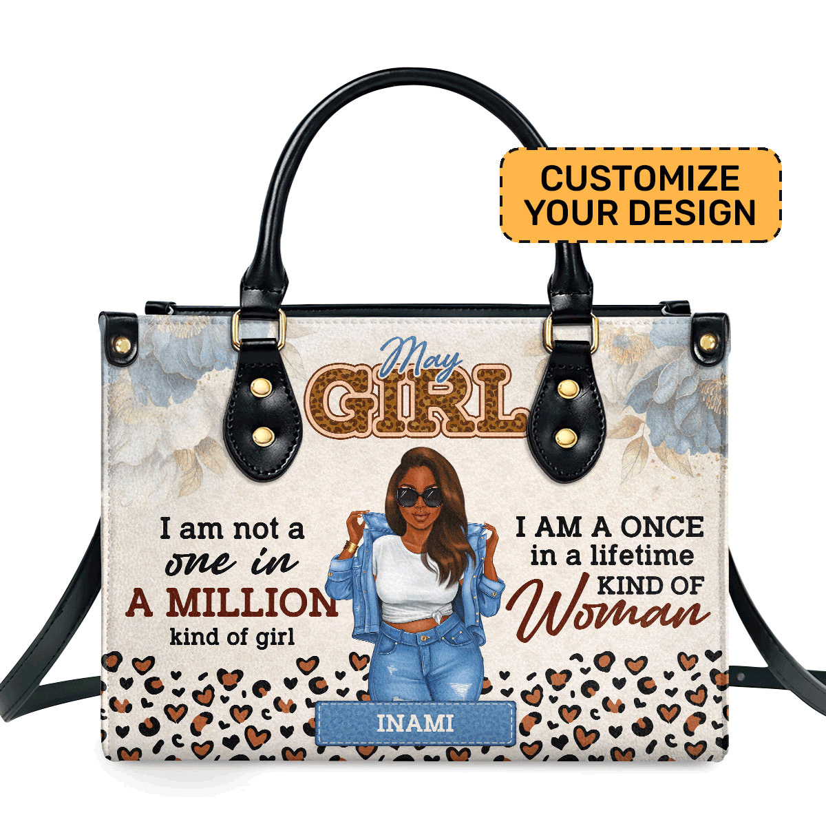 I Am A Once In A Lifetime Kind Of Woman Personalized Leather Hand Bag  - Image 2