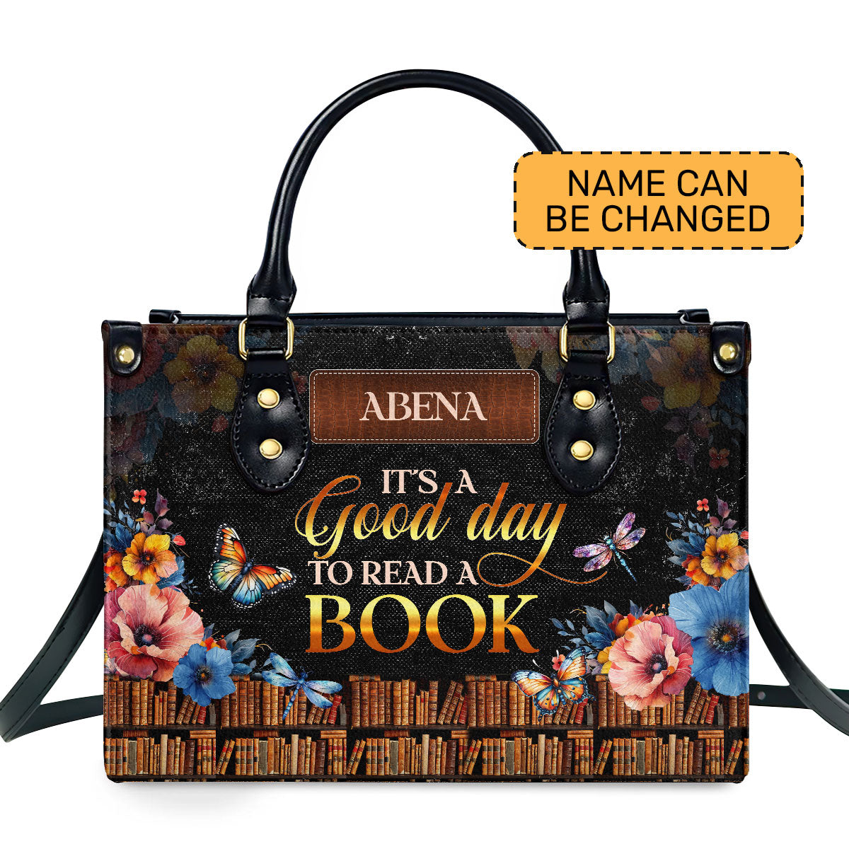 It's A Good Day To Read A Book Personalized Leather Hand Bag  - Image 2