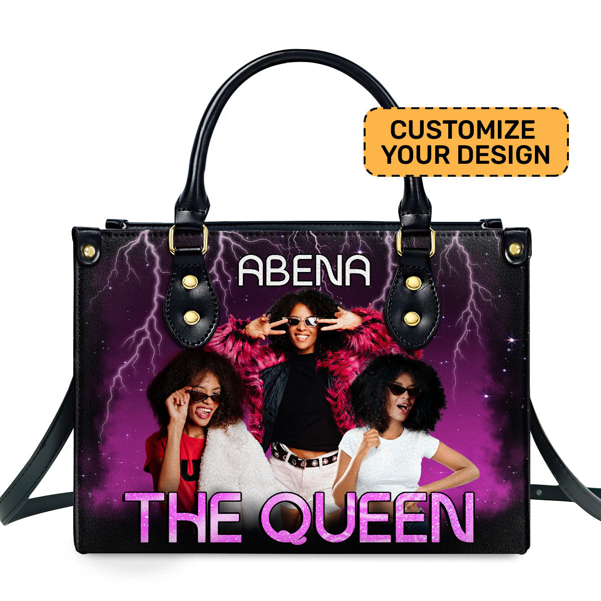 The Queen Vintage Style Personalized Leather Hand Bag  - Image 2