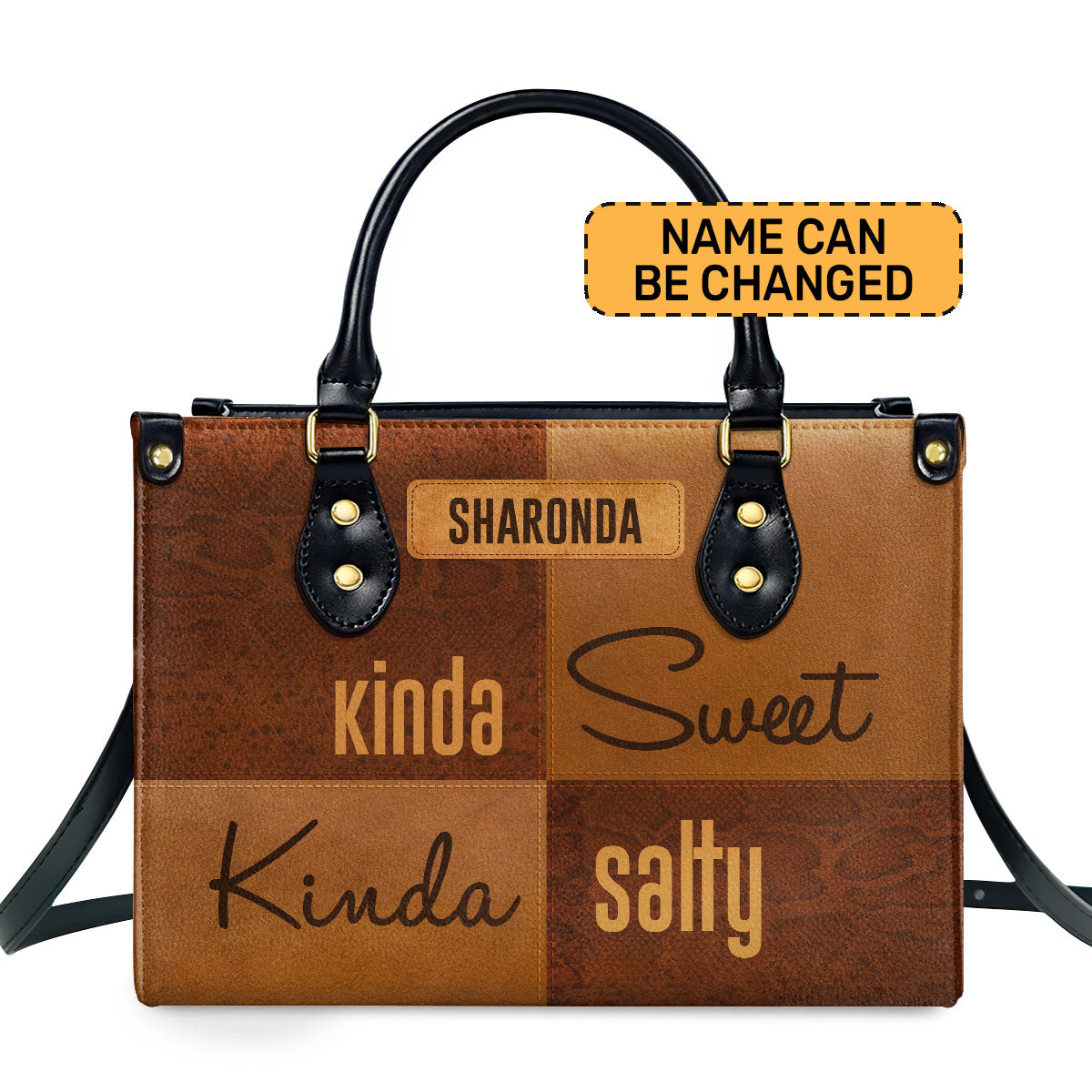 Kinda Sweet Kinda Salty Personalized Leather Hand Bag  - Image 2