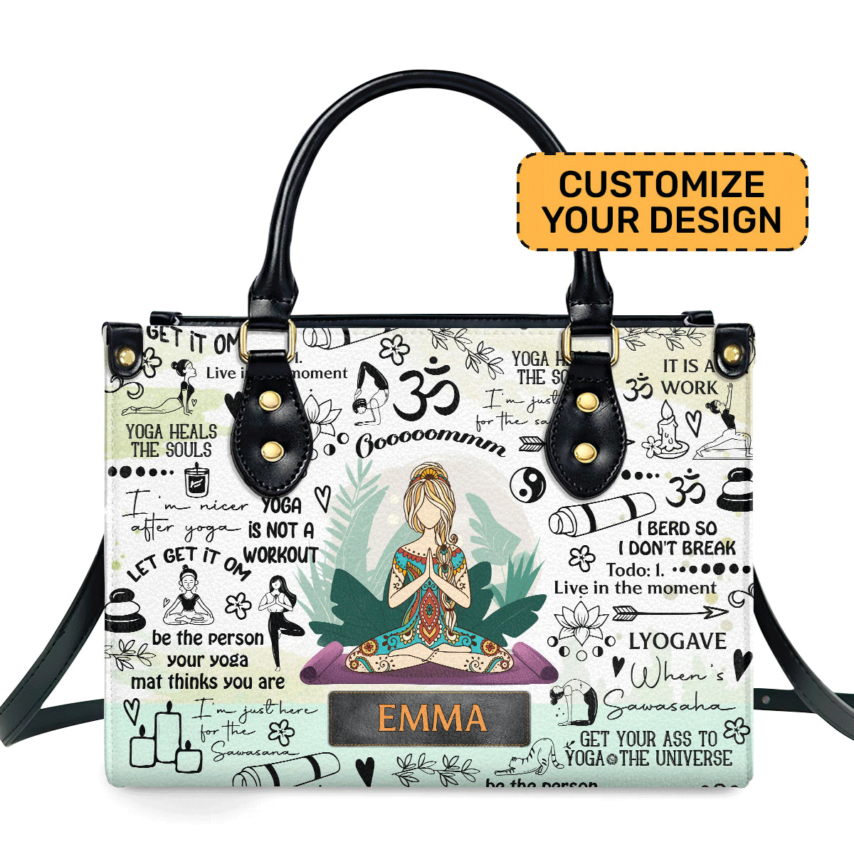 I'm Nicer After Yoga Personalized Leather Hand Bag  - Image 2
