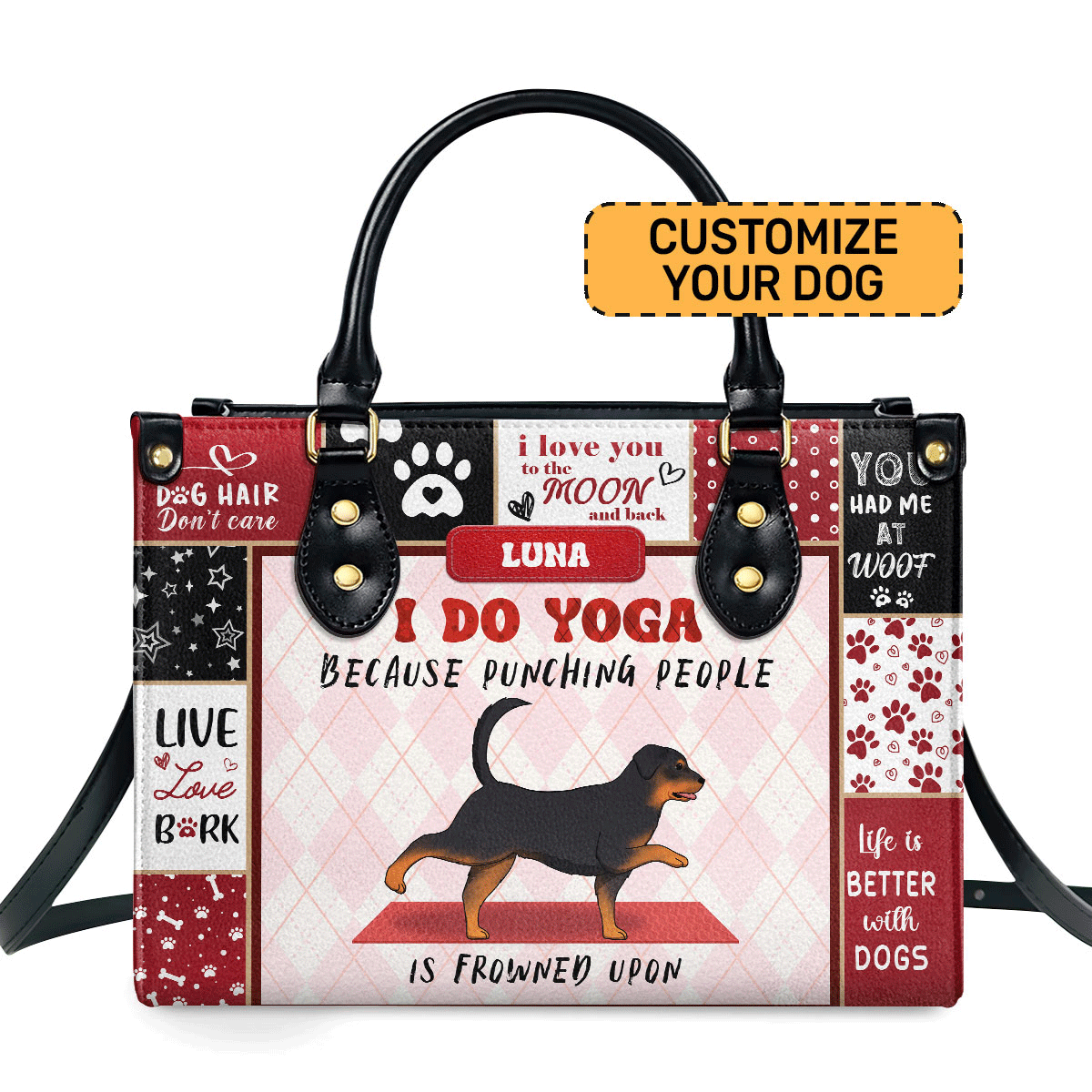 I Do Yoga Personalized Leather Hand Bag  - Image 2