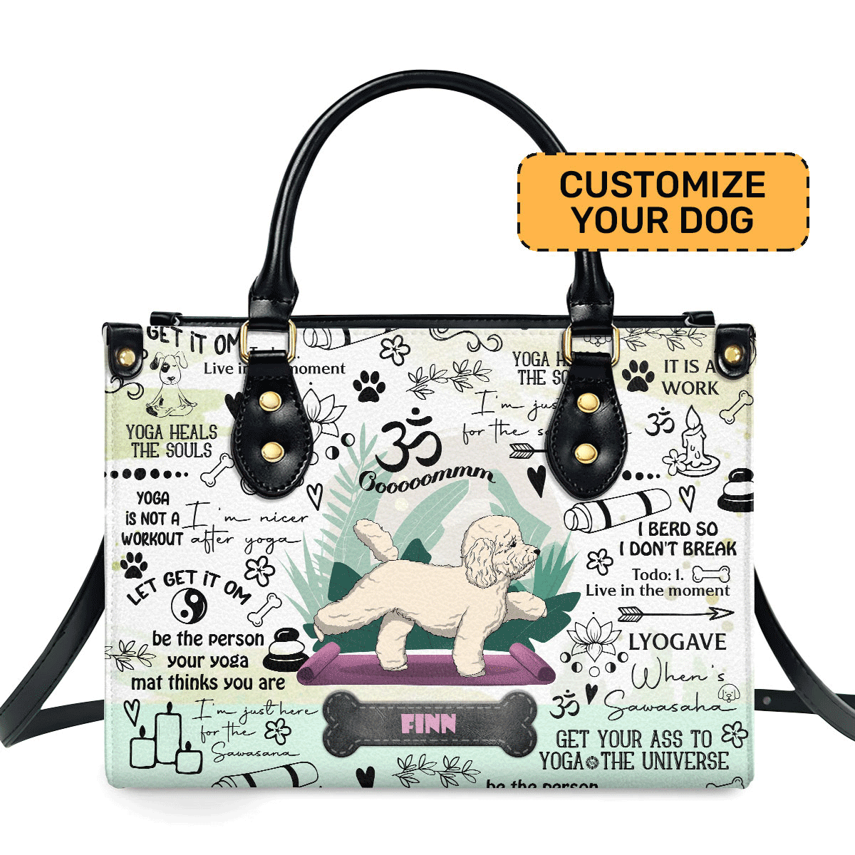 I'm Nicer After Yoga Personalized Leather Hand Bag  - Image 2