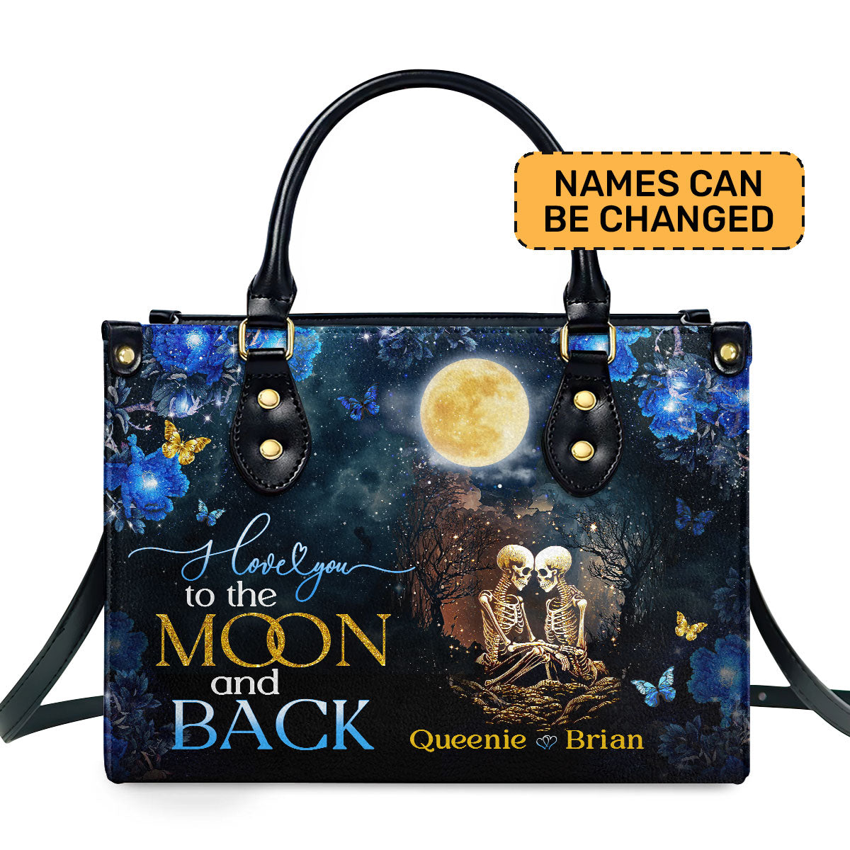 I Love You To The Moon And Back Personalized Leather Hand Bag  - Image 2