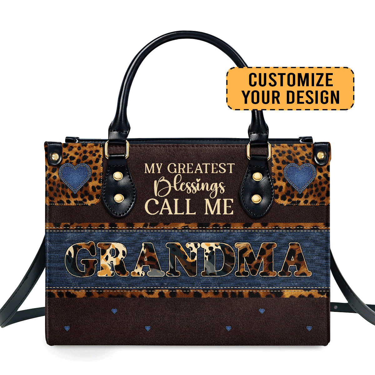 My Greatest Blessings Call Me Grandma/Nana Personalized Leather Hand Bag  - Image 2