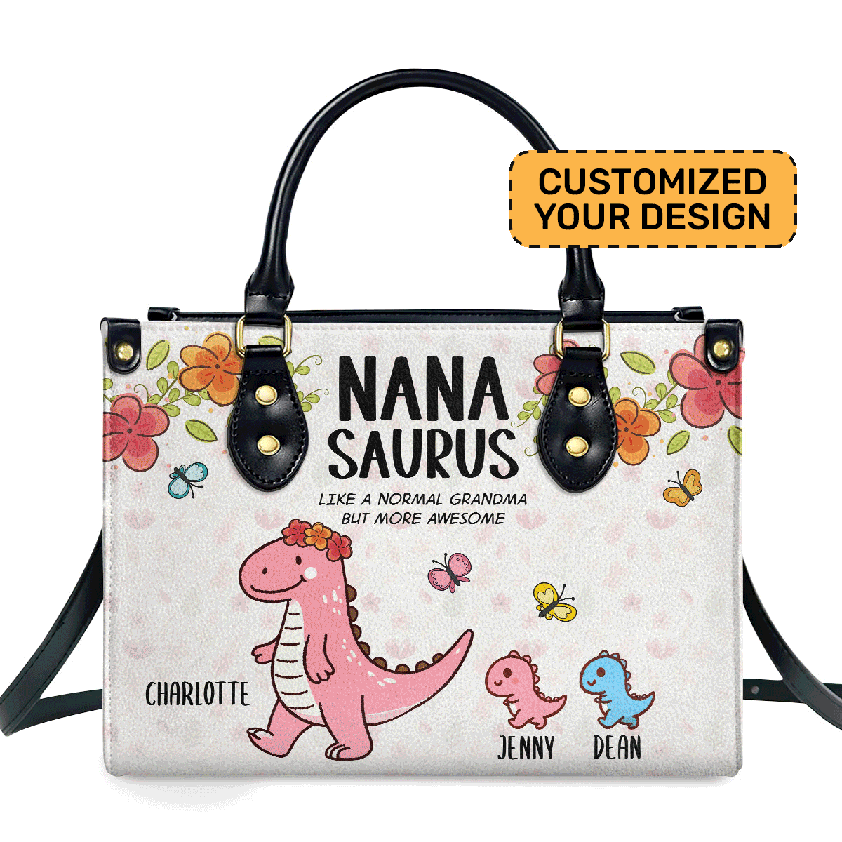 Nanasaurus Personalized Leather Hand Bag  - Image 2