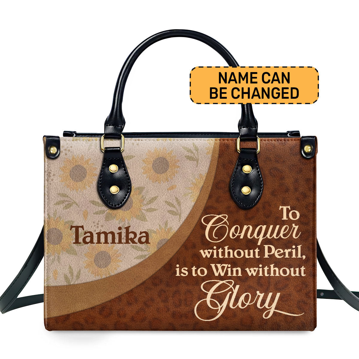 To Conquer Without Peril Is To Win Without Glory Personalized Leather Hand Bag  - Image 2