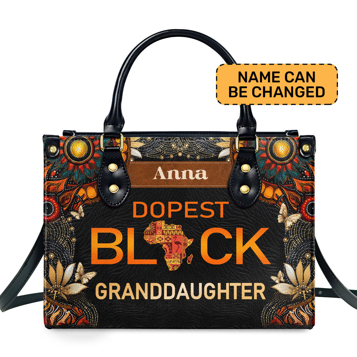 Dopest Black Granddaughter Personalized Leather Hand Bag  - Image 2
