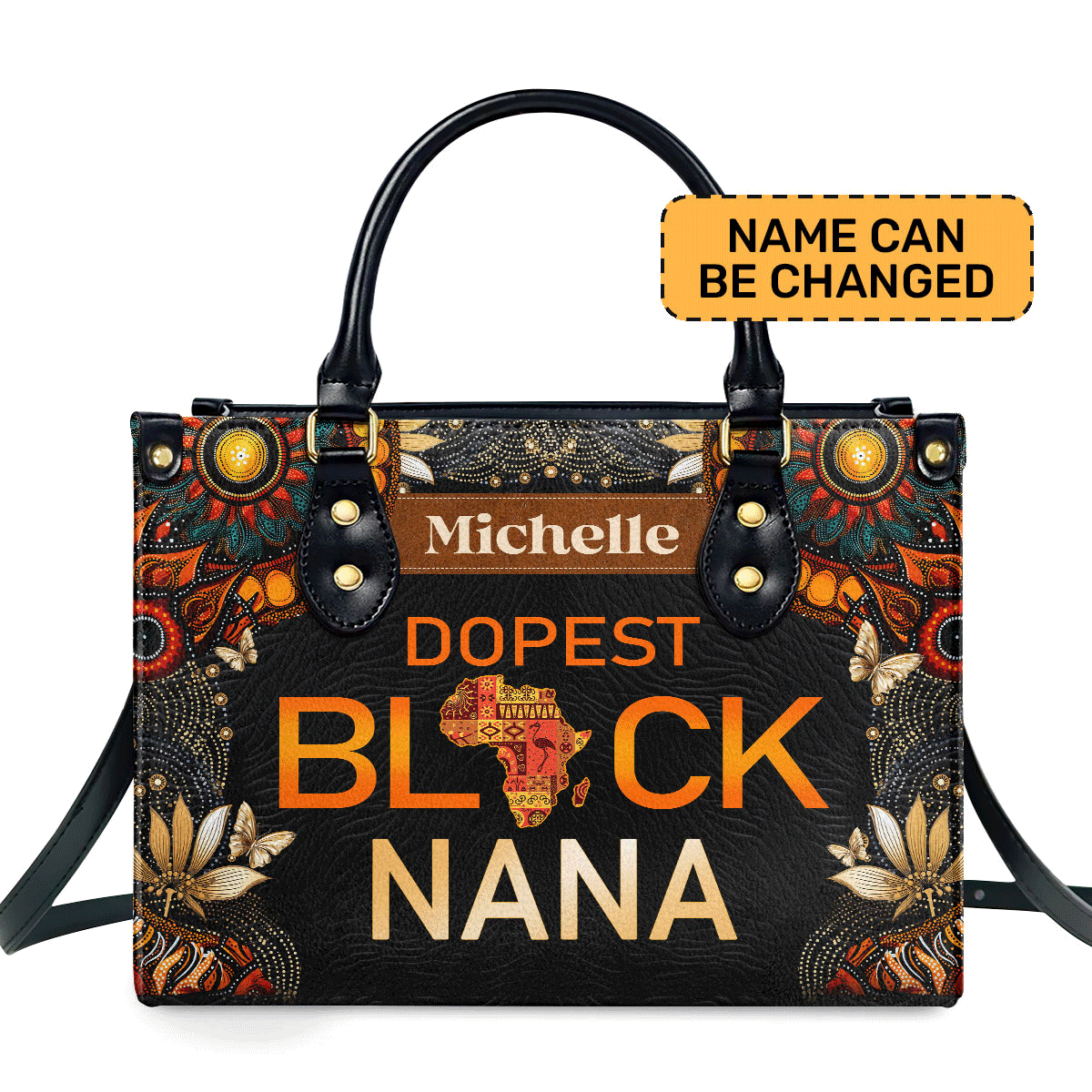 Dopest Black Nana/Grandma Personalized Leather Hand Bag  - Image 2