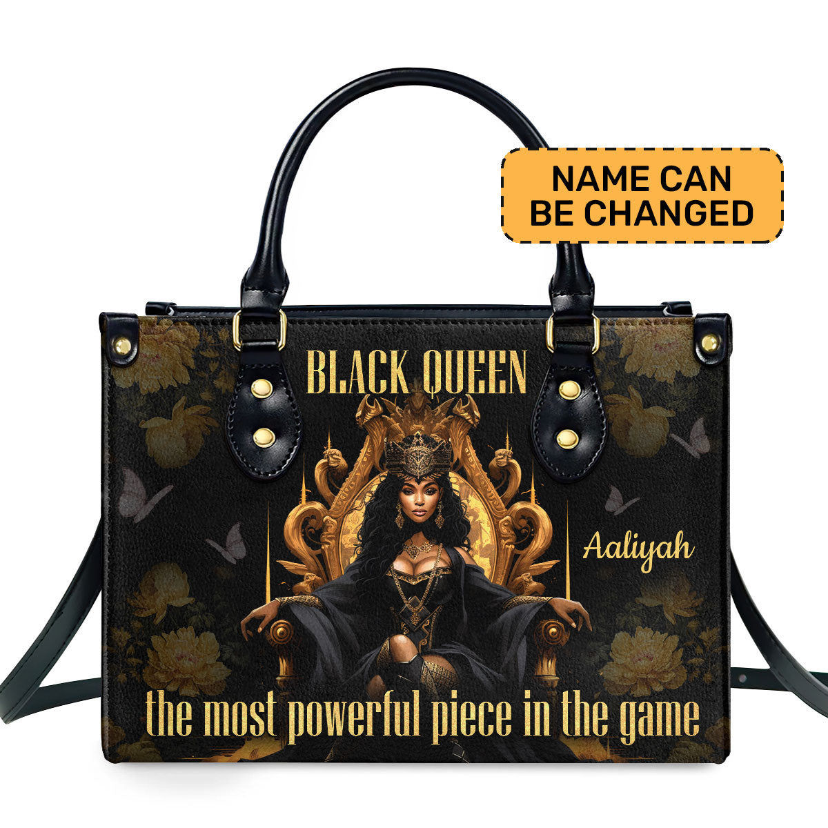 Black Queen Personalized Leather Hand Bag  - Image 2