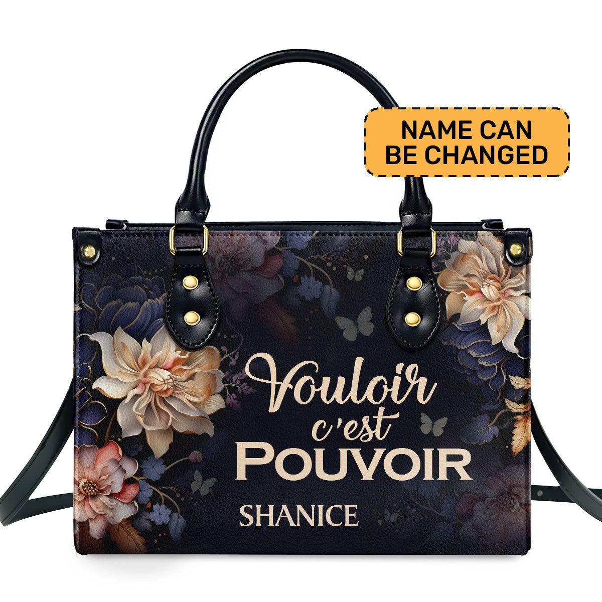 Vouloir cest pouvoir Personalized Leather Hand Bag  - Image 2