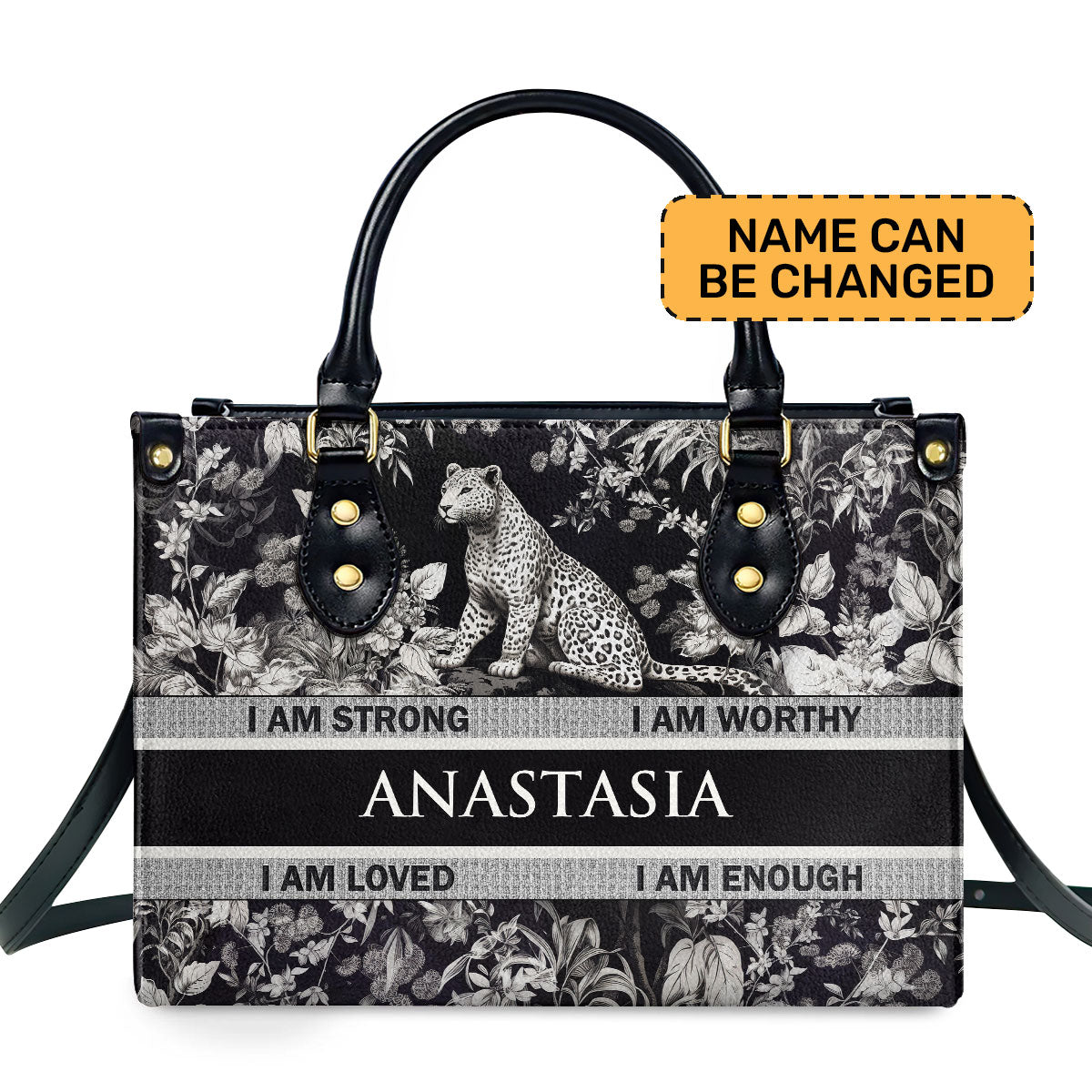 Leopard Four Seasons Personalized Leather Hand Bag  - Image 2