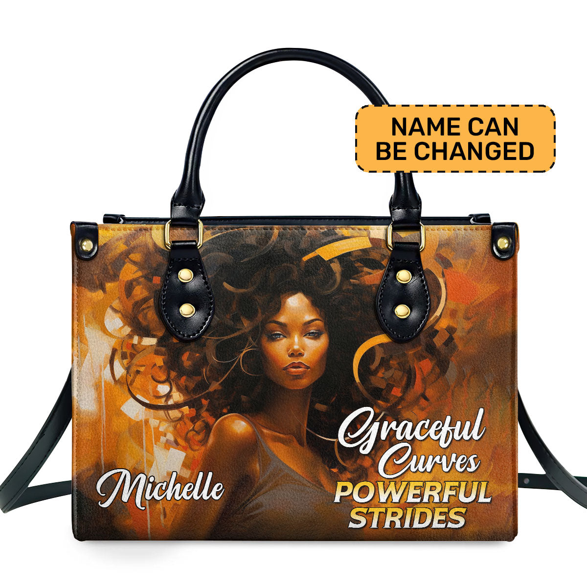 Graceful Curves Powerful Strides Personalized Leather Hand Bag  - Image 2