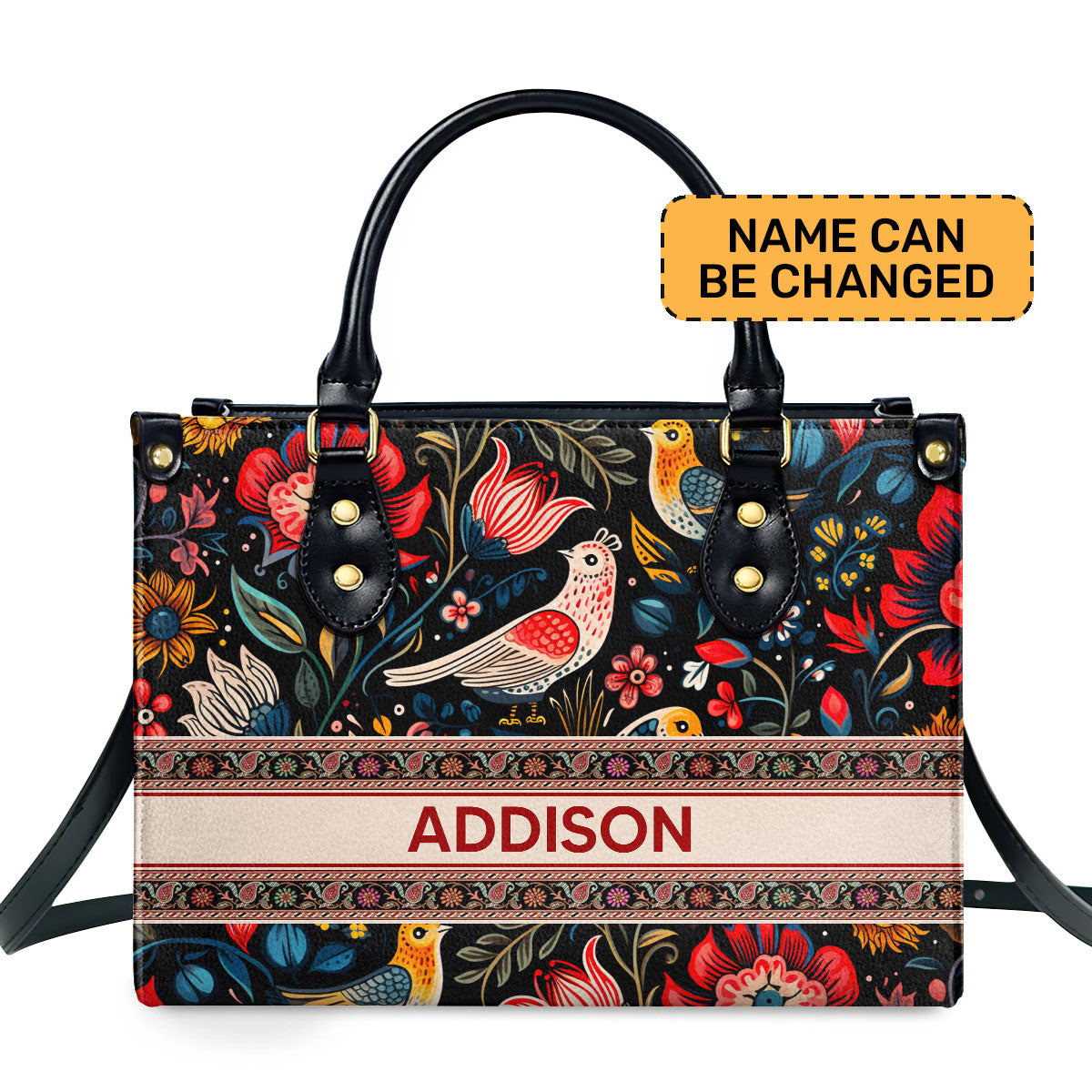 Flower Four Seasons Personalized Leather Hand Bag  - Image 2