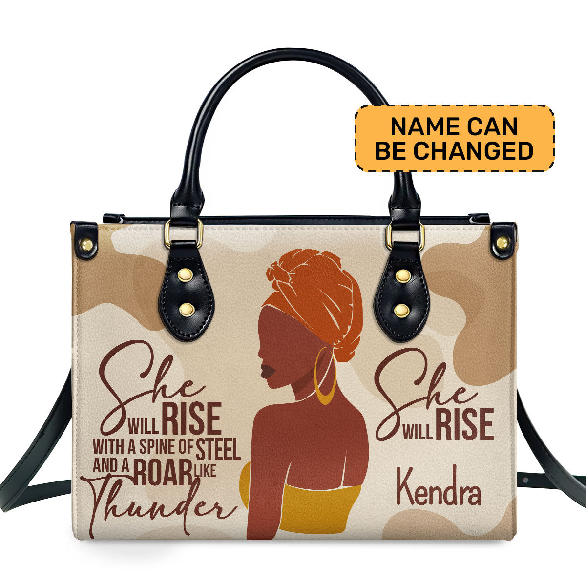 She Will Rise Personalized Leather Hand Bag  - Image 2