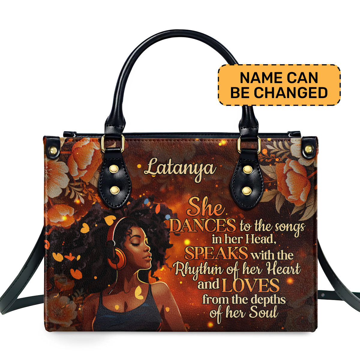 Dance Speak Love Personalized Leather Hand Bag  - Image 2