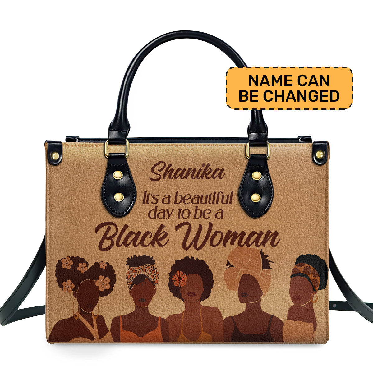 It Is A Beautiful Day To Be A Black Woman Personalized Leather Hand Bag  - Image 2