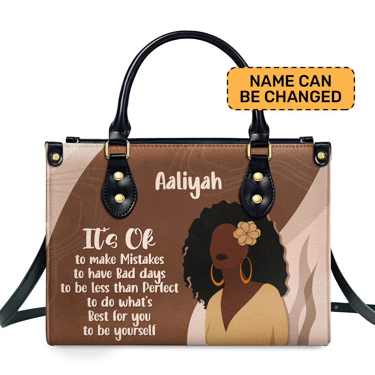 It Is Ok To Be Less Than Perfect Personalized Leather Hand Bag  - Image 2