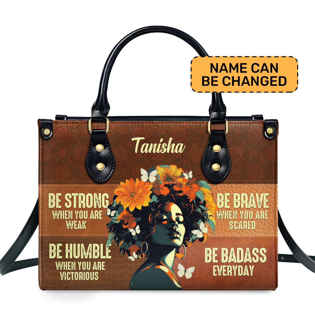 Be Badass Everyday Personalized Leather Hand Bag  - Image 2