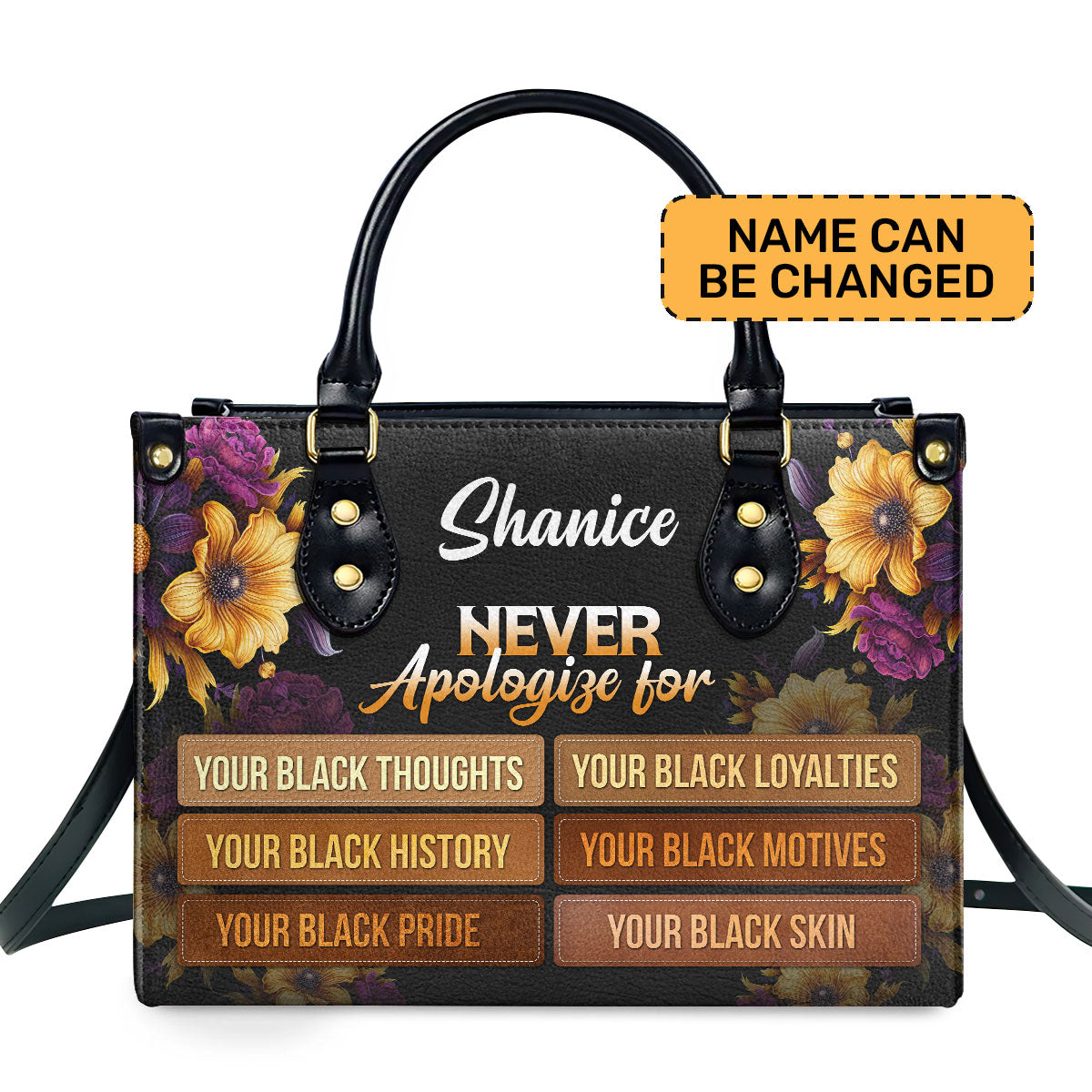 Never Apologize For Personalized Leather Hand Bag  - Image 2