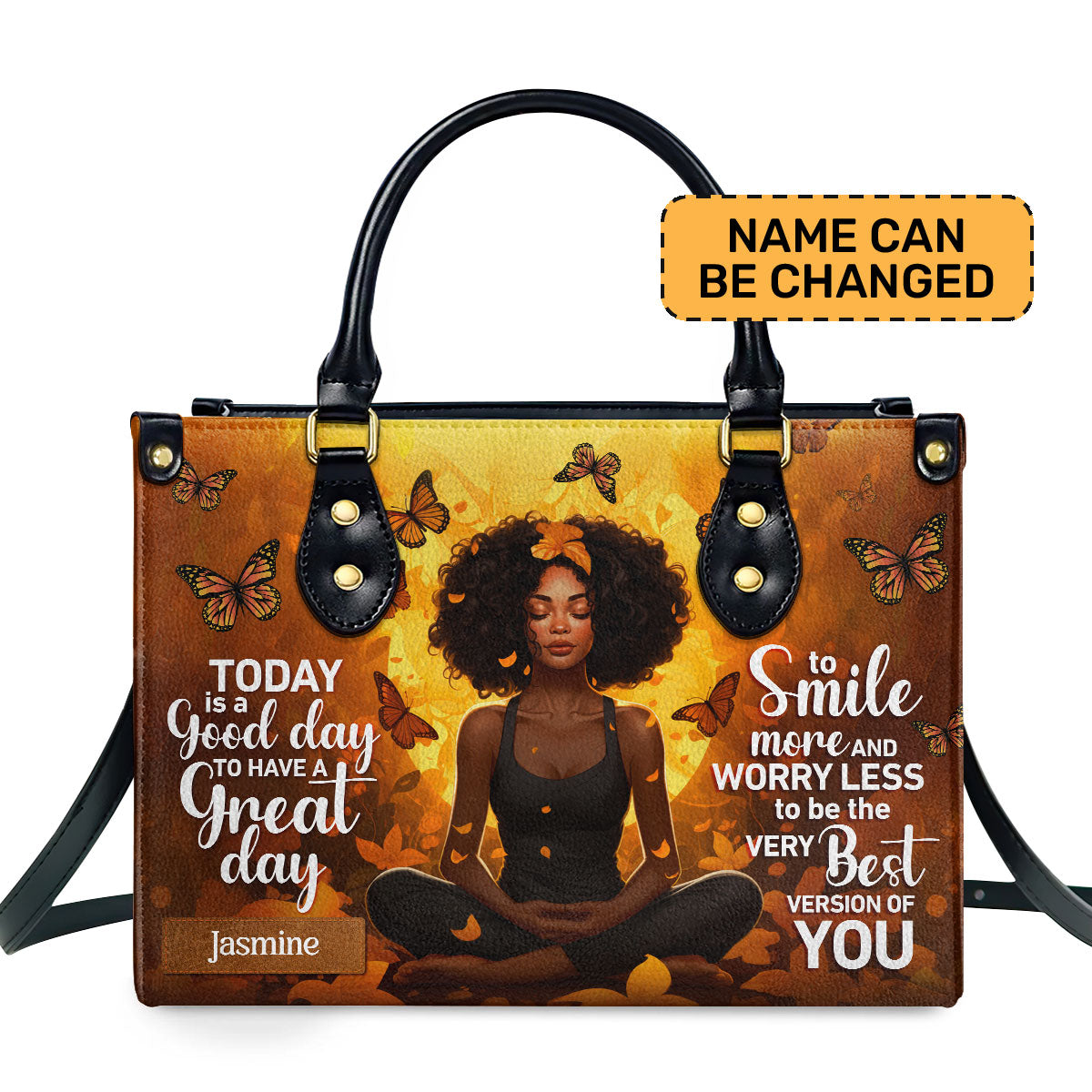 Today Is A Good Day Personalized Leather Hand Bag  - Image 2
