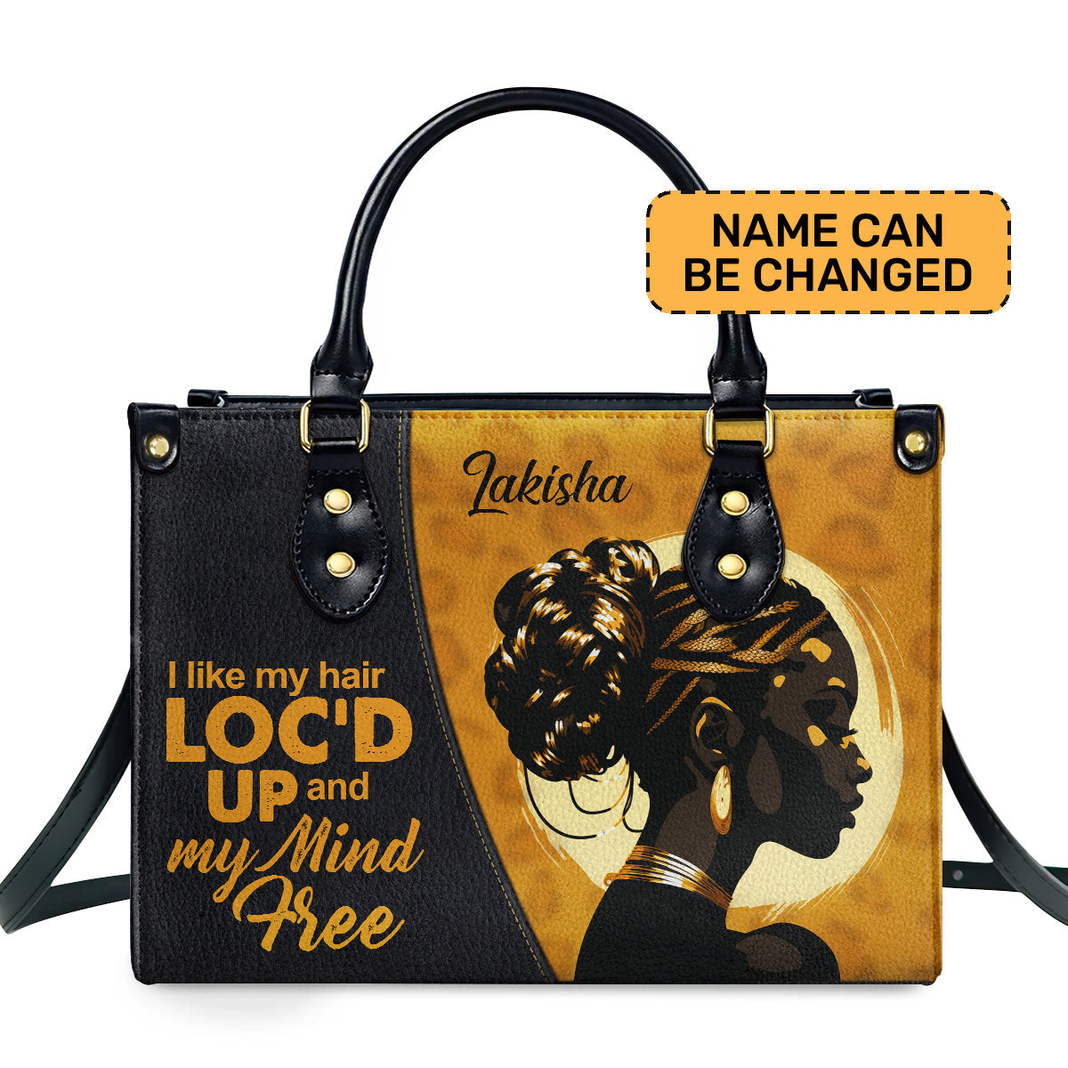 I Like My Hair Loc'd Up Personalized Leather Hand Bag  - Image 2