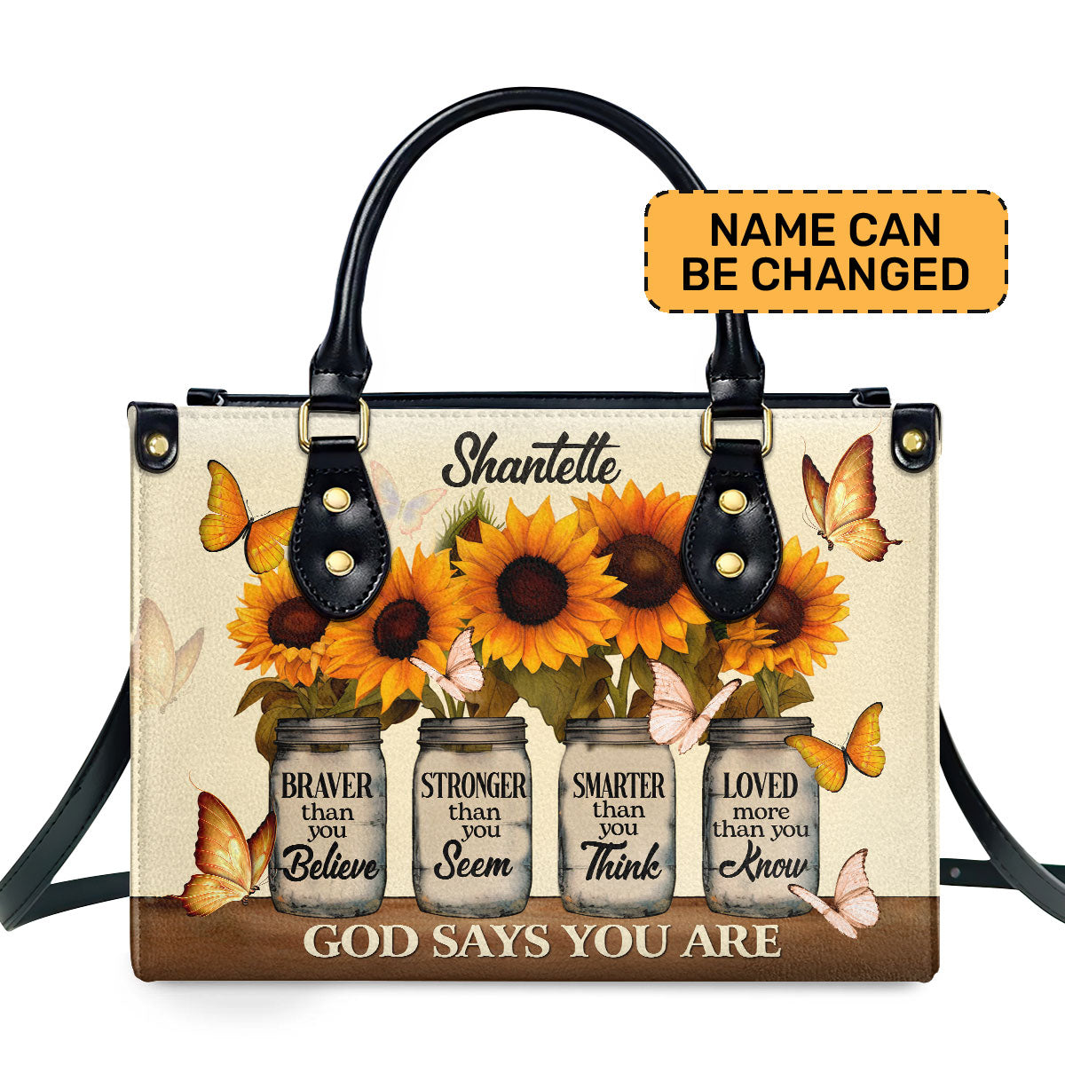 God Says You Are Personalized Leather Hand Bag  - Image 2