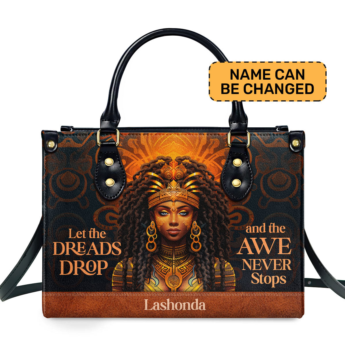 Let The Dreads Drop Personalized Leather Hand Bag  - Image 2