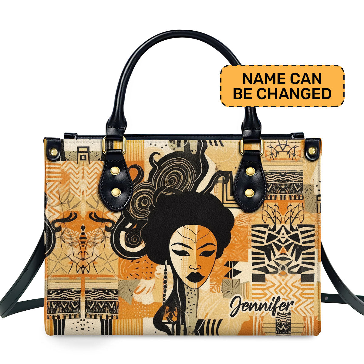 Black Origin Art Personalized Leather Hand Bag  - Image 2