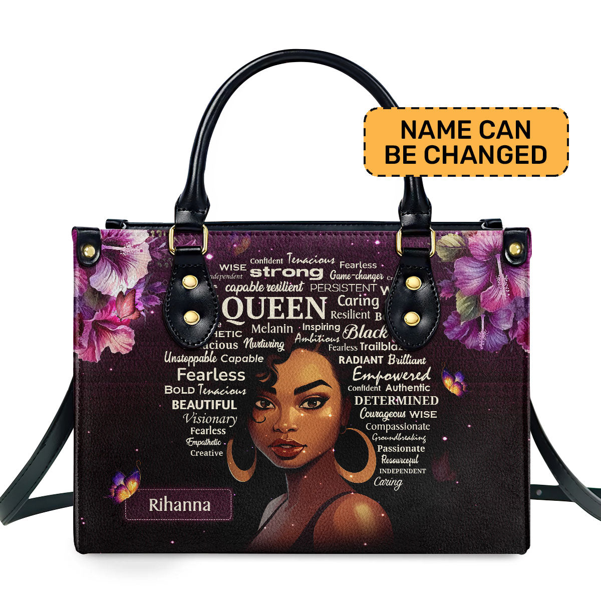Black Queen Personalized Leather Hand Bag  - Image 2