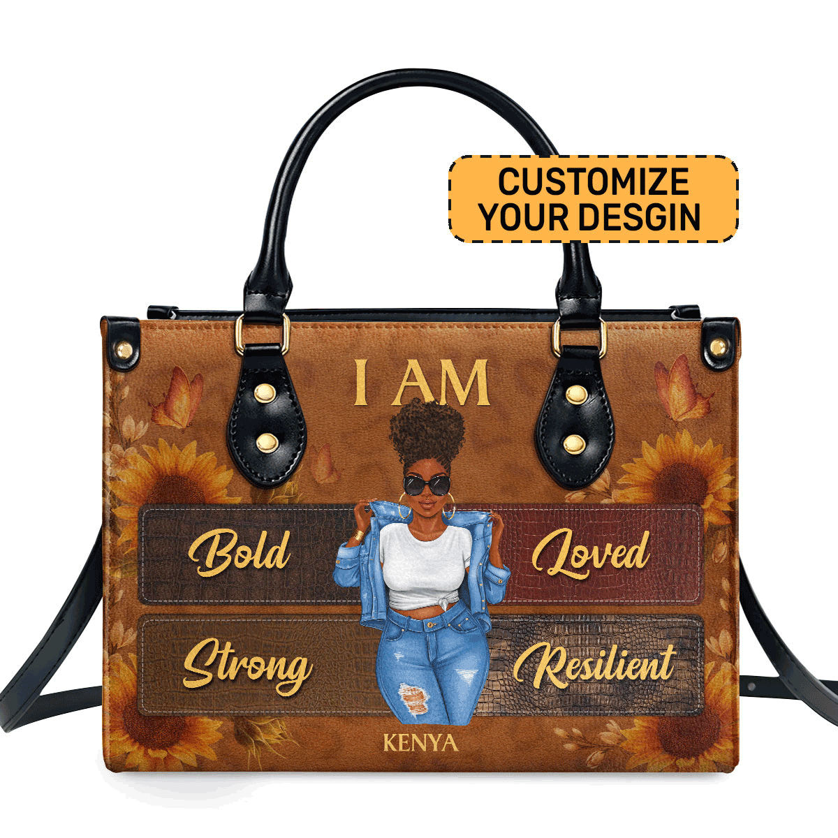 I Am Personalized Leather Hand Bag  - Image 2