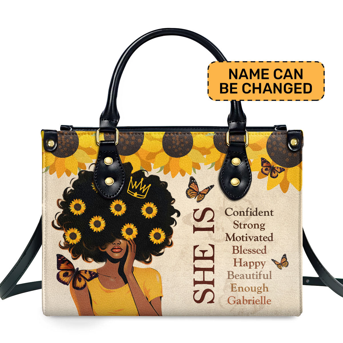 She Is Personalized Leather Hand Bag  - Image 2